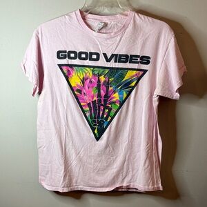 Gildan Light Pink 'Good Vibes' Tropical Triangle Tee